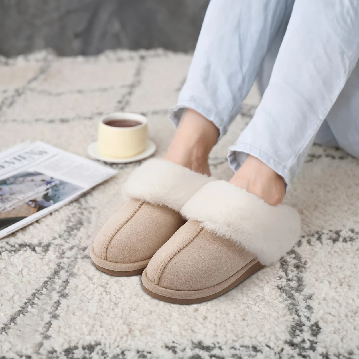 Coral Fleece Slides