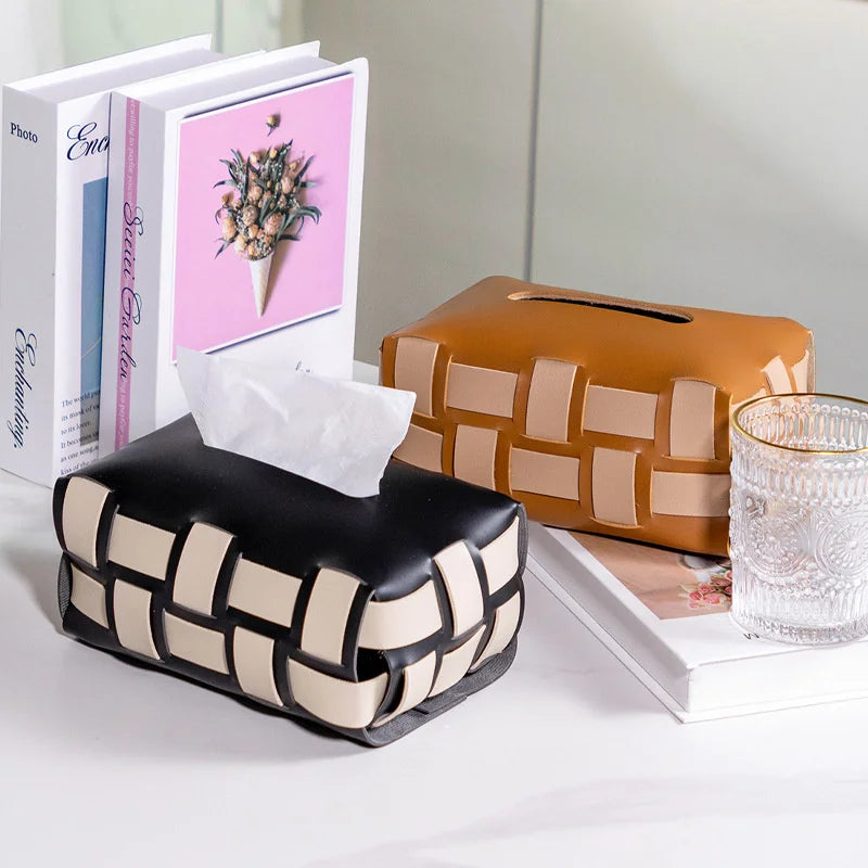 Upward Pine Leather Tissue Box